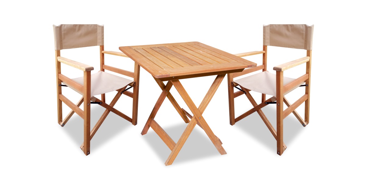 Mesa Madera Patas Plegable 1.80x95cm + 6 Sillas Plegables